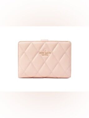kate spade Quilted Small Wallet in Light Pink with Gold Logo
